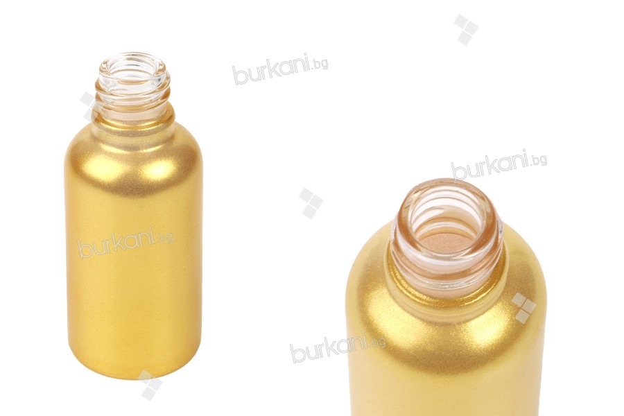 Uçucu yağlar için cam şişe  30 ml Mat Gold