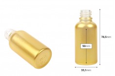 Uçucu yağlar için cam şişe  30 ml Mat Gold