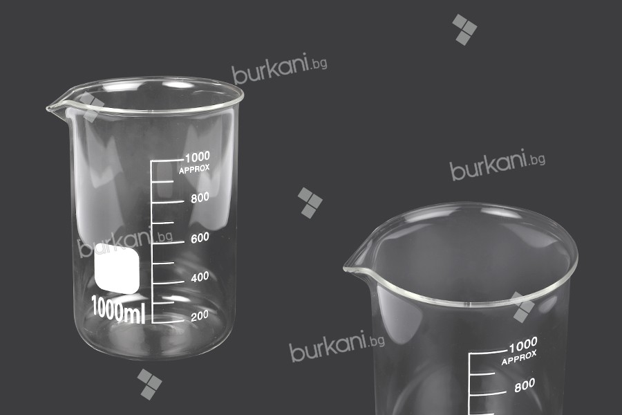 Стъклена цилиндрична разграфена чаша 1000 мл 