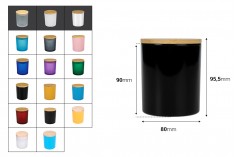 Стъклен буркан 80х90 мм  дървена капачка