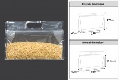 Пластмасови прозрачни торбички тип  Doy Pack с размер 240x40x170 mm  цип- 50 бр.