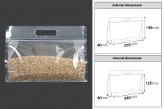 Пластмасови прозрачни торбички тип ДОЙ ПАК с размер 255x40x190 mm  с цип - 50 бр.