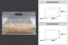Полупрозрачни пластмасови торбички тип ДОЙ ПАК с размер 255x40x190 mm с цип - 50 бр. 