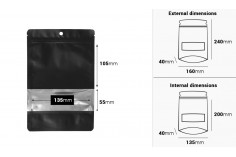 Алуминиеви торбички тип ДОЙ ПАК с цип затваряне с размери 160x40x240 mm, с прозорец и с възможност за термозапечатване - 100бр./пакет 