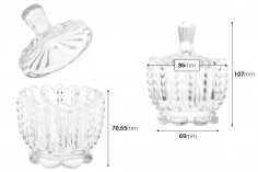 Стъкленица с размери 85.5 х 107 мм, с капачка 