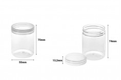 Пластмасови буркани  140 ml (PET) 55x73 mm с прозрачна капачка - 12 бр. 