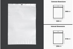 Пластмасови пликове с цип 240x340 мм, с бял гръб и прозрачна предна част - 100 бр. 