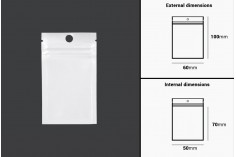 Пластмасови торбички с цип с размери 60x100 мм, с бял гръб и прозрачна предна част - 100 бр.