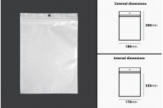Пластмасови пликове с цип 180x260 мм, с  бял гръб и прозрачна предна част, с дупка   - 100 бр