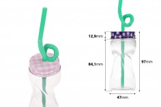 Стъклена бутилка 80 мл с капачка с дупка и сламка