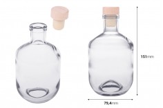 Ahşap başlıklı silikon mantarlı 370 ml cam şişe