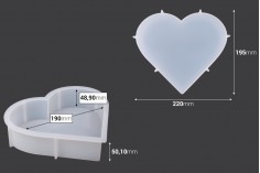Дълбока, гъвкава силиконова форма за изливане на течно стъкло във формата на сърце