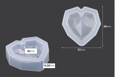 Силиконова форма Геометрично сърце 57х56 мм