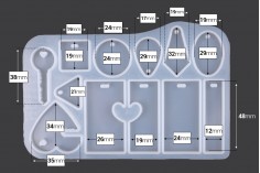 Силиконова форма с различни форми за ключодържател 142х95 мм